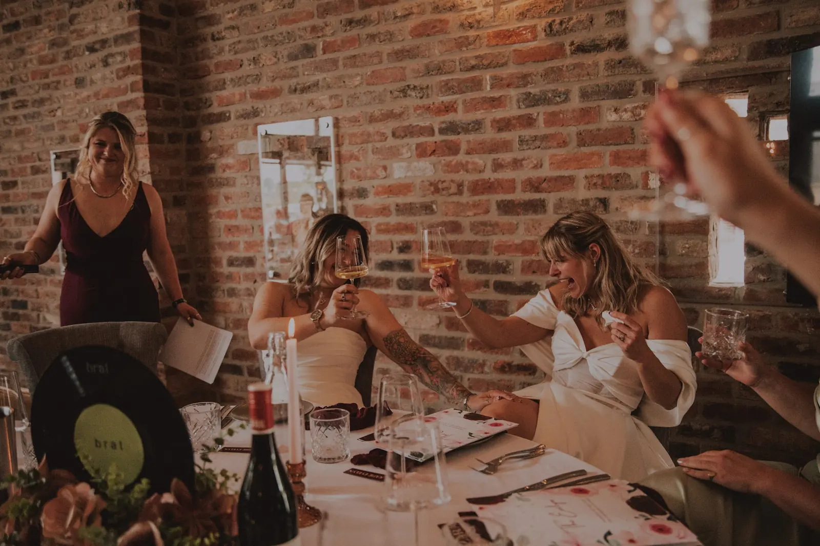 Laughter during the speeches at the wedding breakfast